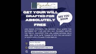 Ngada Attorneys is proud to offer FREE drafting of your Last Will and Testament throughout the month