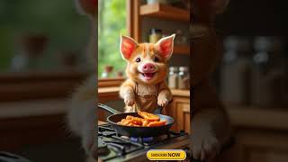 Orange baby pig Cooking #pigchef #CuteAnimals #PigtoonAI #AICartoons #FunnyAIAnimation#PigRescue