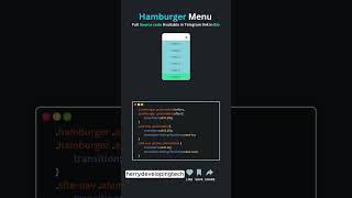 🍔 Hamburger Menu 2025! 💻✨ | Modern Navigation Design in 60 Seconds||#shorts #shortvideo #coding #js