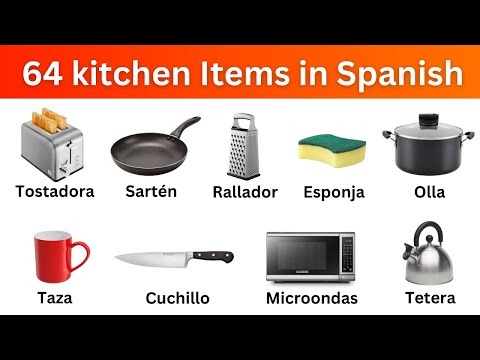 64 Kitchen Items in Spanish with Pictures | Artículos de Cocina | Spanish Vocabulary
