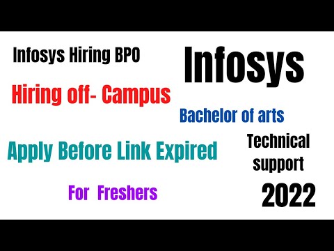Infosys is Hiring off campus for Technical Support || Bachelor of arts || 2022 || BPO || Freshers
