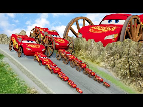 Big & Small McQueen Small Wooden Wheel vs Big & Small McQueen Big Wooden Wheel vs Hill  BeamNG.drive