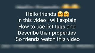 HTML part 10 | How to use list tag in HTML code || How to use list tag properties