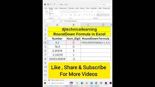 RoundDown Formula in Excel | Microsoft Excel Full Course Tutorial 2024 | #rounddown #round #excel