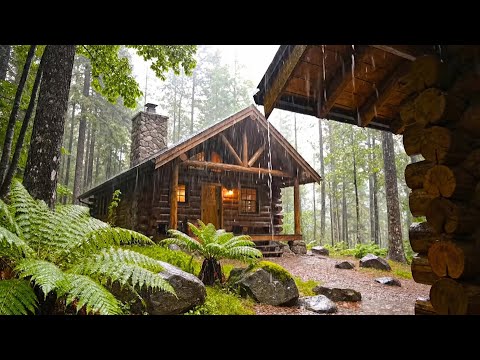 Rain At A Wooden Cabin In The Forest | Gentle Rain Sounds For Deep Sleep