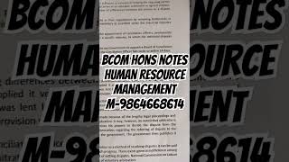 Bcom Hons 3 Sem Notes | Human resource management Notes 2024 | #shorts #youtubeshorts #commerce #hrm