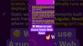 🧐 When to use Azure Static web apps Service? Checkout the full video 👆🏻 #azure