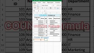 COUNTA Formula in Excel #shorts  #excel #excelformula  #exceltip #excelshortcuts #shortcutkeys