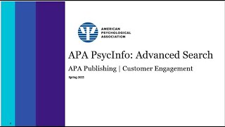APA PsycInfo Advanced Search
