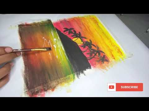 STEP BY STEP SIMPLE SUNSET ART FOR BEGINNERS (LEARN WITH CIKGU CHELVA)