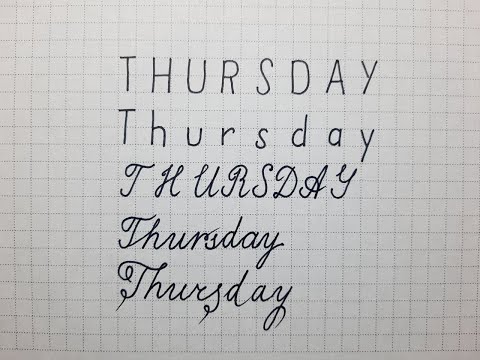 How to write days of the week in English cursive letters - Thursday