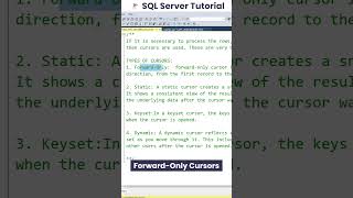 4 Types of Cursors in SQL Server | Cursor in  SQL