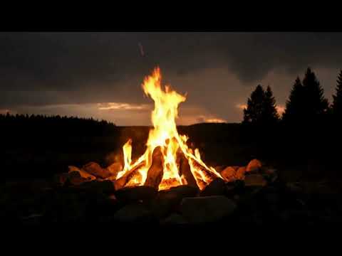 1 Hour Campfire Ambiance with Thunderstorm  Crackling Fire Sounds for Sleep, Study & Relaxation (4K)