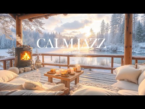 4K Winter Vibes Jazz on Lakeside ❄️ Cozy Outdoor Cabin with Smooth Jazz to Relax, Study, Work