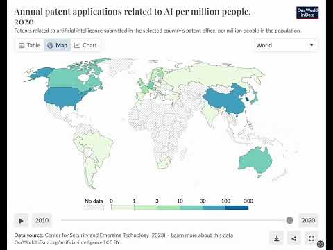 Heat map of AI patent applications