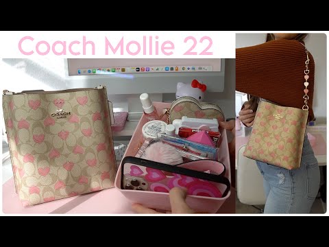 Coach Mollie 22 bucket 💗 Valentines Collection 2024 | pack my bag / whats in my bag 🎀 natural asmr