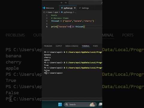 PYTHON SETS full vedio 👆🏻👆🏻 #learnpython #education #coding #programming #codewithme #tutorial