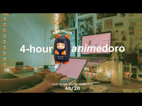 animedoro: real time study with me (40/20) with music