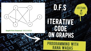 #62 DFS Iterative Code on Graphs | Depth First Search Using Stack | Graph Traversal DSA