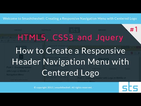 How to Create a Responsive Header Navigation Menu with Centered Logo | Part   1 of 5