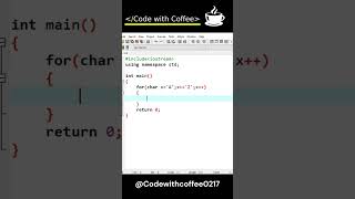 Print ABC using for loop in C++ #programming  #coding  #dev  #forloop #hello  #fyp  #world
