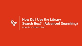 Using the Library Advanced Search Tool