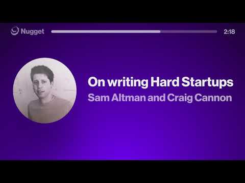 Sam Altman on writing Hard Startups