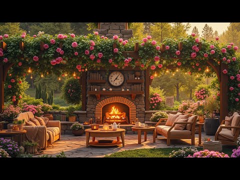 Peaceful Patio Jazz Music 🌹 Spring Flower Ambience with Gentle Jazz for Relaxation