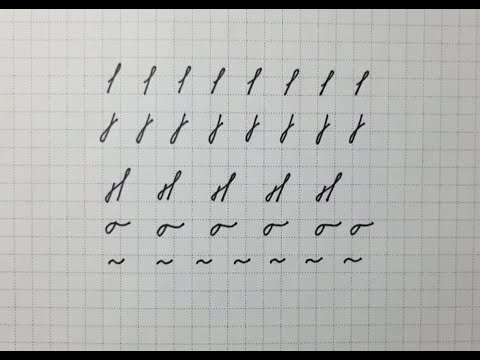 Easy handwriting strokes in English cursive letters - straight and curvy lines
