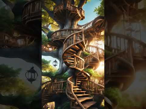 This Enchanted Treehouse Village Feels Like a Dream 🌳🏡#FantasyWorld #TreehouseLife #MagicalEscape