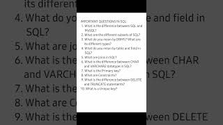 10 important question asked in sql int#sql #sqlinterview #softwaretestinginterviewquestionandanswers