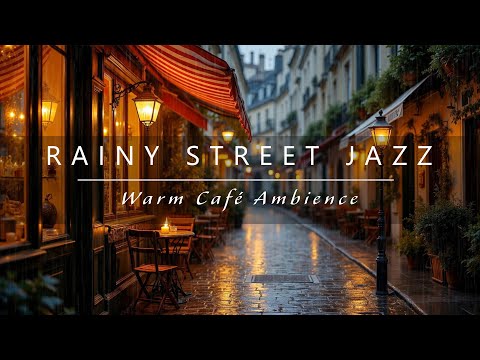 Rainy Street Jazz | Warm Café Ambience with Saxophone Music