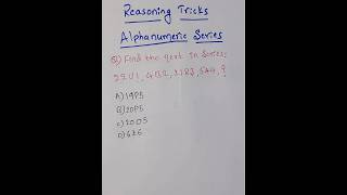 Reasoning Tricks | Alphanumeric Series #mathstricks #mathsshorts #shorts