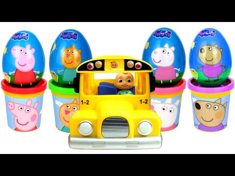 Playing Wheels on the Bus Peppa Pig and Friends Play Doh Molds