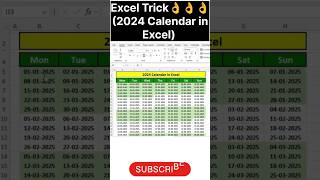 ExcelTrick🤔#Create Calendar 2024 in Excel#SEQUENCE() Function#excel#excelfunction#exceltutorial