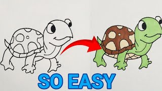 Easy Turtle Drawing Step by Step | How to Draw a Turtle for Kids 🐢#yaarasartsoul2710 #turtle #art 