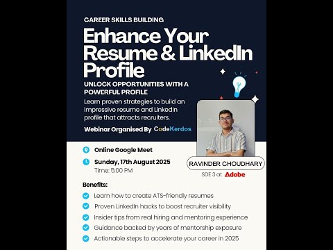 Enhance Your Resume & LinkedIn Profile – Special Session This Sunday   2025 08 17 16 29 GMT+05 30 –