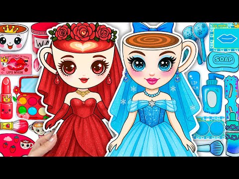 Paper DIY💖Unboxing BALLERINA CAPPUCCINA 🔥💧 Skincare + Makeup 💄 MINIATURE House ASMR | Tana Cube