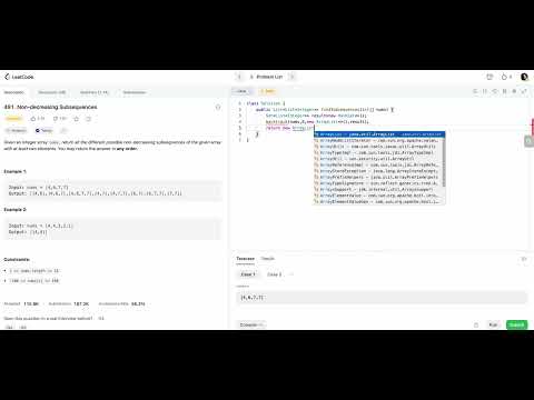 Non decreasing Subsequences || Leetcode 491