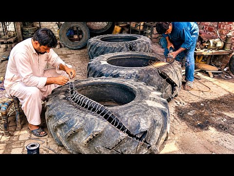 How to Replace Tractor Tire- Gaint Tractor tire Are Repair |