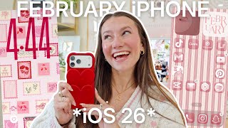 how to customize your iphone to be AESTHETIC for february! 💌 heart phone case, iOS 26 inspo, + pink!