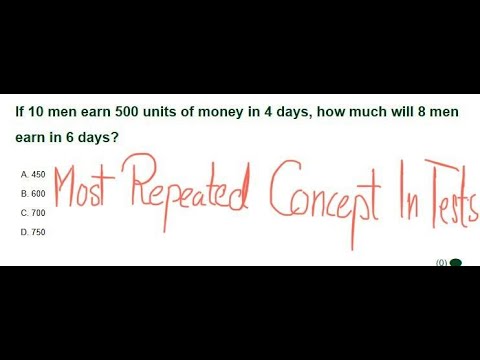 Work & Wages Problem | If 10 men earn 500 in 4 days, how much will 8 men earn in 6 days?