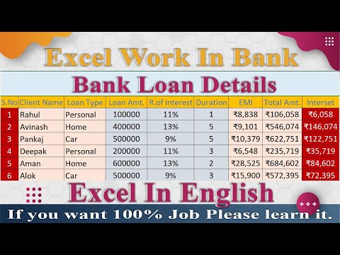 Excel Work in Bank | Data Entry in Excel | MS Excel in English