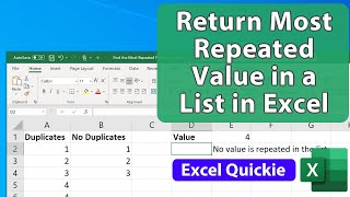 Find the Most Repeated Value in a List - Excel Quickie 54