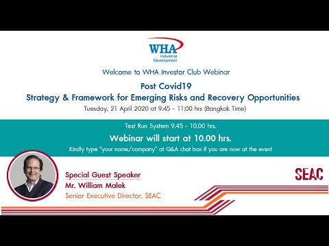 WHA Webinar: Post Covid19 - Strategy & Framework for Emerging  Risks & Recovery Opportunities