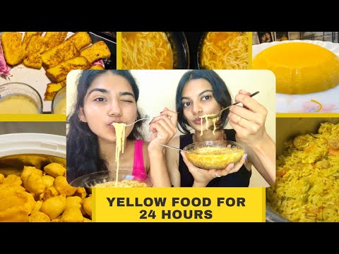 We ate YELLOW FOOD for 24 hours challenge 💛 | Viona Melita |