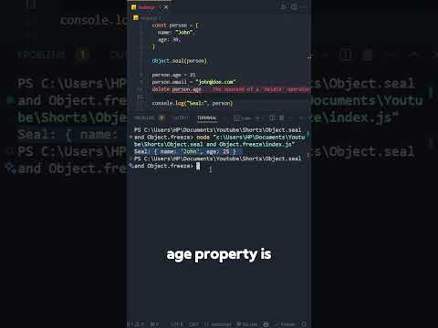 🔒 JavaScript Object.seal() vs Object.freeze() in 1 Minute! #coding #shorts