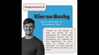 Job Congratulations - Kieran Busby, Jr Developer at Toucanberry Tech