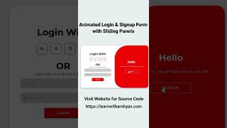 Animated Login & Signup Form with Sliding Panels | HTML CSS JavaScript #htmlform