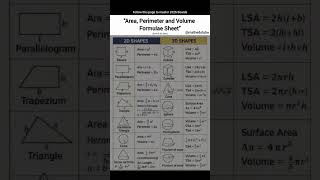 Master Area,Perimeter & Volume in one glance!  #StudySmart #ExamPrep  #MathsTricks #revisionmadeeasy